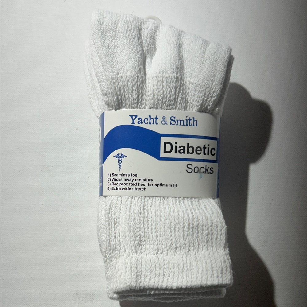 Yacht & Smith - White Diabetic Socks (3 Pack)